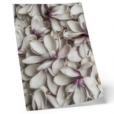 Lienzo decorativo moderno Pétalos blancos en un estampado floral púrpura con efecto natural