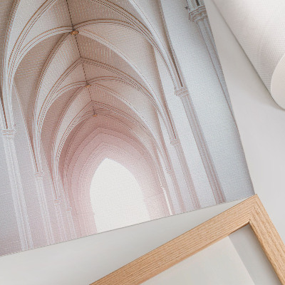 Póster de bóvedas elegantes con arcos, simetría y espacio luminoso