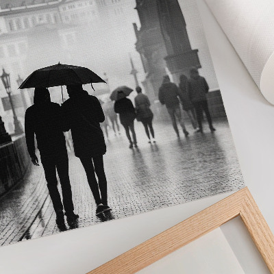 Lámina artística de alta calidad Un paseo bajo la lluvia, una pareja de arquitectos históricos.