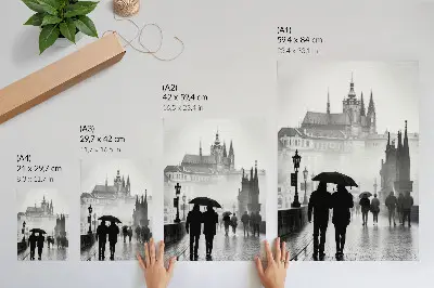 Lámina artística de alta calidad un paseo bajo la lluvia con una pareja de arquitectos históricos
