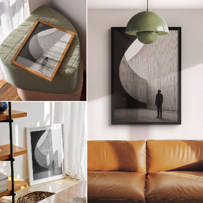 Póster con colores saturados Arquitectura curva, tonos monocromáticos
