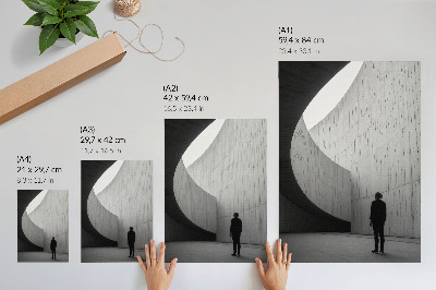 Póster con colores saturados Arquitectura curva, tonos monocromáticos