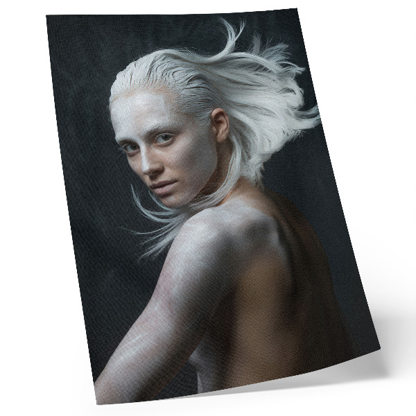 Lienzo decorativo moderno Fondo oscuro, cabello blanco delicado, enfoque