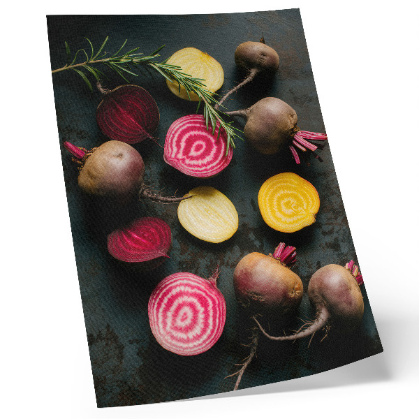 Póster con colores saturados en tonos cálidos naturales de remolacha y romero