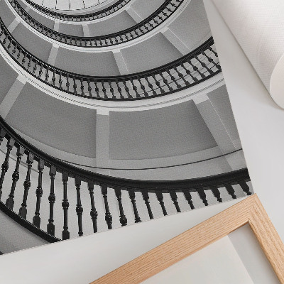 Póster de escalera de caracol diseño moderno y elegante en blanco y negro