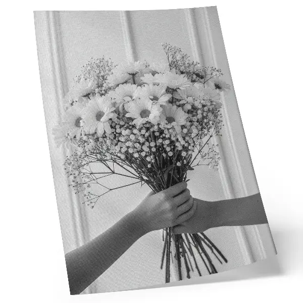 Póster de flores delicadas diseño minimalista y elegante con colores saturados