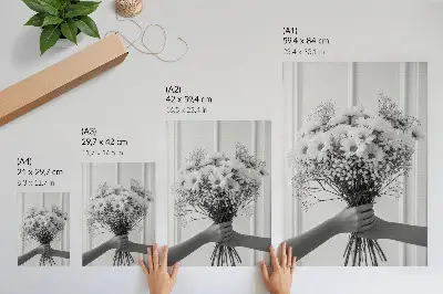 Póster de flores delicadas diseño minimalista y elegante con colores saturados