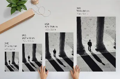 Lienzo decorativo moderno con diseño de sombras de columnas en arquitectura minimalista
