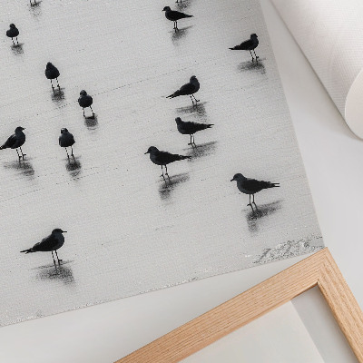 Póster Pájaros sobre el agua, reflejos sutiles, minimalismo.