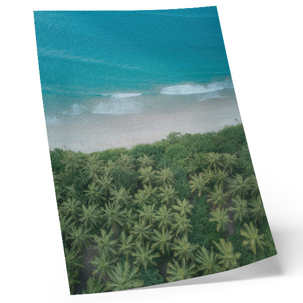 Póster con colores saturados Playa, olas turquesas, palmeras, armonía, paz