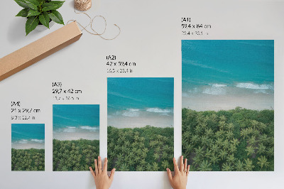 Póster con colores saturados Playa, olas turquesas, palmeras, armonía, paz