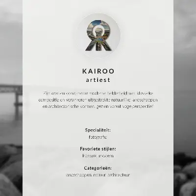 Póster superficie de agua en calma con colores cálidos del cielo y un puente