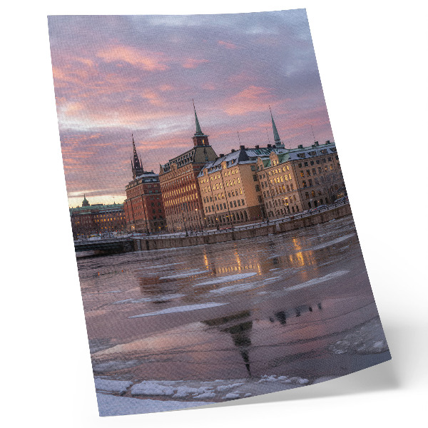 Lámina artística de alta calidad Panorama urbano puesta de sol fragmentos de hielo