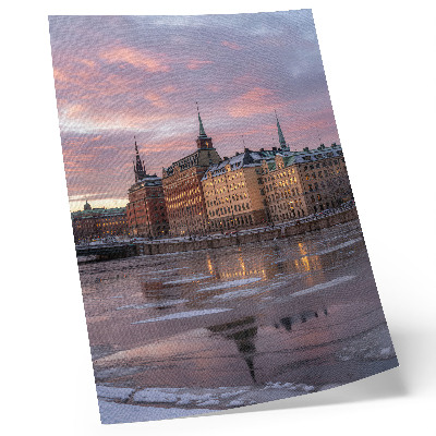 Lámina artística de alta calidad Panorama urbano puesta de sol fragmentos de hielo