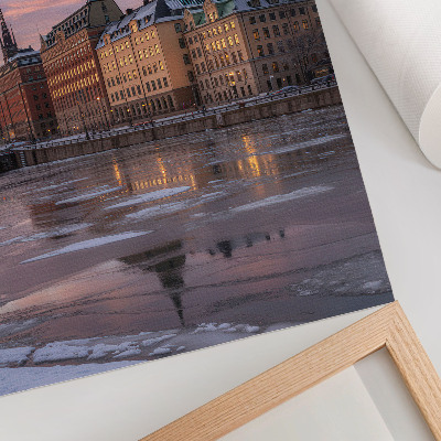 Lámina artística de alta calidad Panorama urbano puesta de sol fragmentos de hielo