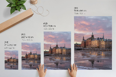 Lámina artística de alta calidad Panorama urbano puesta de sol fragmentos de hielo