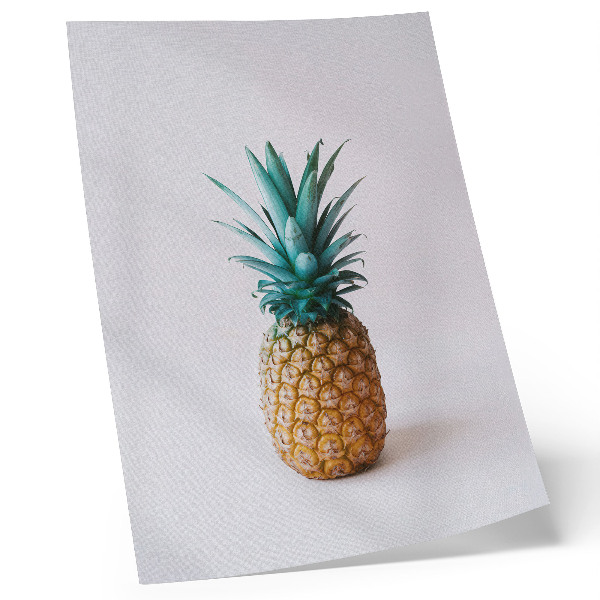 Lienzo decorativo moderno Piña con hojas turquesas sobre un fondo blanco