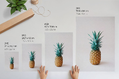 Lienzo decorativo moderno Piña con hojas turquesas sobre un fondo blanco