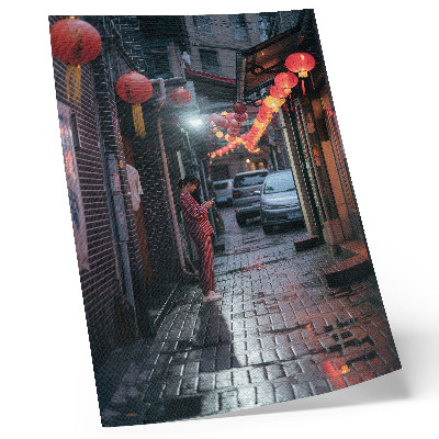 Lienzo decorativo moderno Faroles en las calles de la ciudad crean un ambiente nocturno.