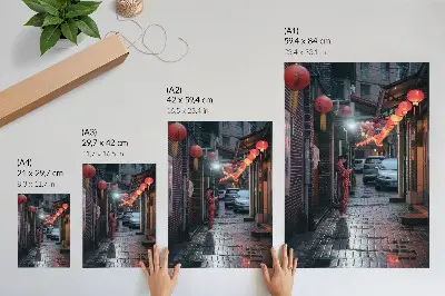 Lienzo decorativo moderno con faroles en las calles creando un ambiente nocturno