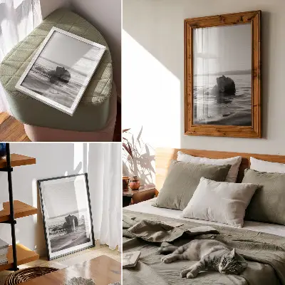 Lienzo decorativo moderno con estética minimalista en blanco y negro