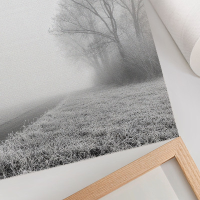 Lienzo decorativo moderno Niebla sutil, árboles, paisaje invernal, atmósfera tranquila