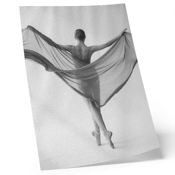 Póster con diseño de elegancia, movimiento y sofisticación en blanco y negro