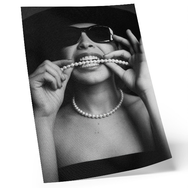 Lienzo decorativo moderno Gafas de perlas de estilo glamuroso en blanco y negro con contraste