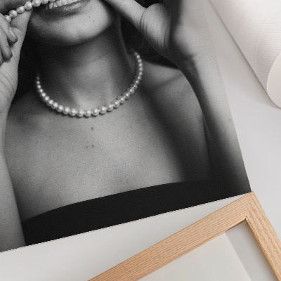 Lienzo decorativo moderno Gafas de perlas de estilo glamuroso en blanco y negro con contraste
