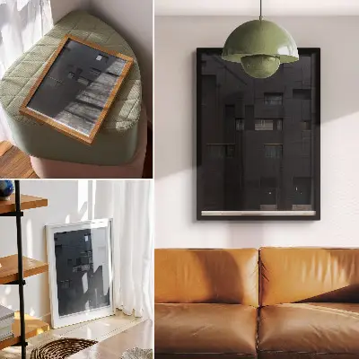 Lámina artística de alta calidad armonía de formas geométricas con diseño de fachada minimalista