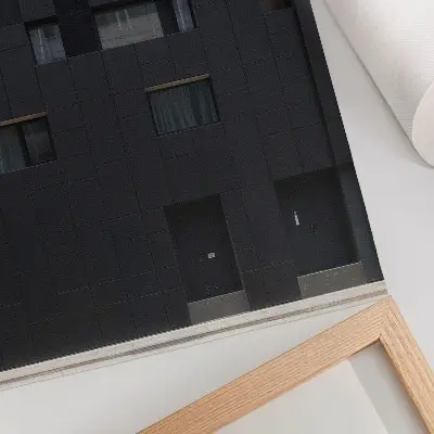 Lámina artística de alta calidad armonía de formas geométricas con diseño de fachada minimalista