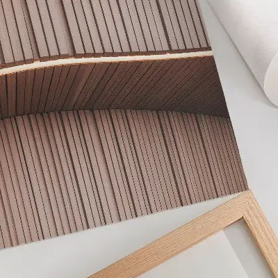 Lienzo decorativo moderno paneles de madera en color beige claro