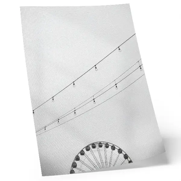 Lienzo decorativo moderno de cables blancos y negros con bombillas en contraste