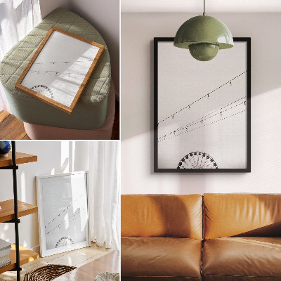 Lienzo decorativo moderno Los cables blancos y negros con las bombillas contrastan