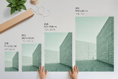 Póster Paredes geométricas grises figura minimalista