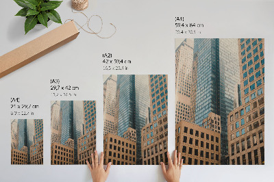 Póster con colores saturados Los rascacielos modernos tienen formas geométricas y elegancia.