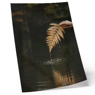 Lámina artística de alta calidad Helecho sobre el agua, gotas armoniosas, reflejo
