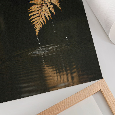 Lámina artística de alta calidad Helecho sobre el agua, gotas armoniosas, reflejo