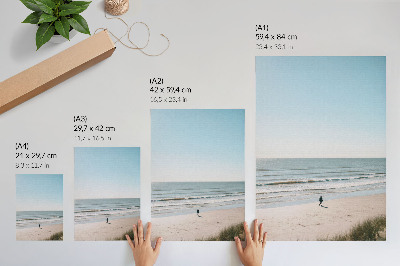 Póster Playa, mar en calma, cielo azul, minimalismo, armonía