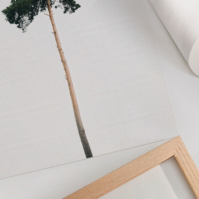 Póster con colores saturados Un árbol solitario sobre un fondo claro con minimalismo.