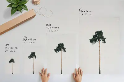 Póster de árbol solitario con diseño minimalista en colores saturados sobre fondo claro