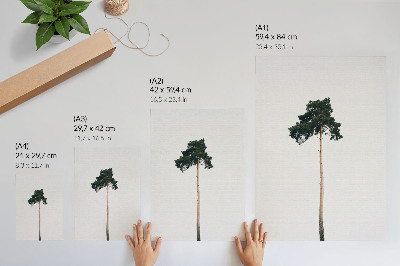 Póster con colores saturados Un árbol solitario sobre un fondo claro con minimalismo.