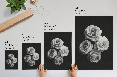 Póster con colores saturados Rosas blancas y negras, minimalismo, elegancia clásica