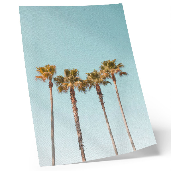 Póster Palmeras sobre un fondo azul, paz y naturaleza en vacaciones.