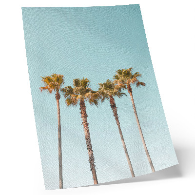 Póster Palmeras sobre un fondo azul, paz y naturaleza en vacaciones.