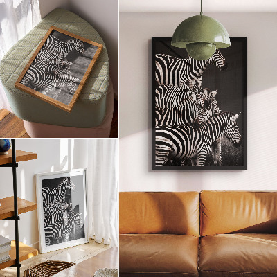 Póster con colores saturados Cebra con líneas verticales contrastantes en blanco y negro