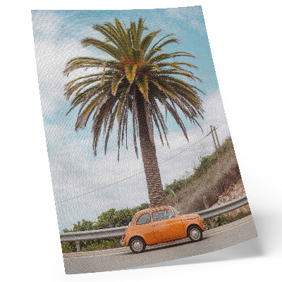 Lienzo decorativo moderno Palmera, coche retro, naturaleza, despreocupada