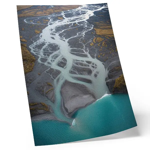 Lámina artística de alta calidad diseño de líneas de río abstractas en tonos azules