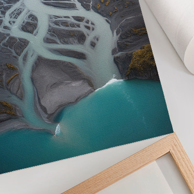Lámina artística de alta calidad Líneas de río abstractas en tonos azules
