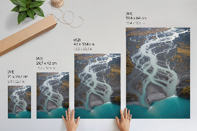 Lámina artística de alta calidad Líneas de río abstractas en tonos azules